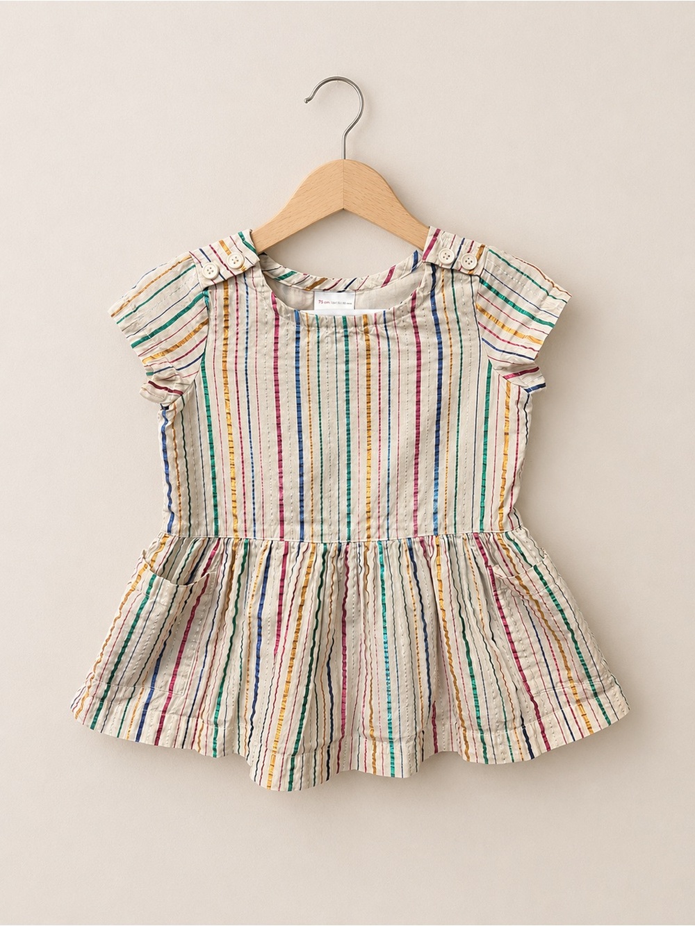 Hanna Andersson Metallic Rainbow Stripe Dress 75 cm / 12–18 Months